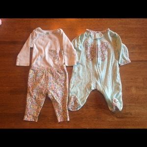 Carters 3m leggings, onesie, and PJ set